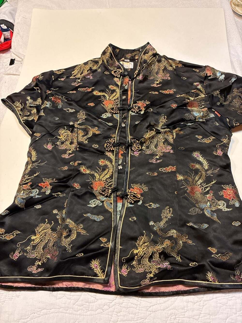Vintage Golden Dragon Chinese Brocade Silk Cheongsam Jacket